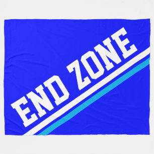 Sporty Bright Royal Blue White End Zone Stripes Fleece Blanket
