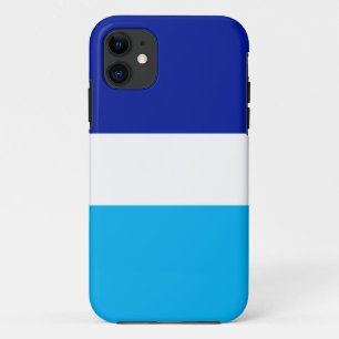 Sporty Bright Sky Blue Navy White Nautical Stripes iPhone 11 Case