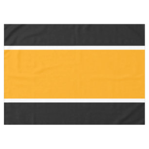 Sporty Bright Yellow Orange Black White Stripes Tablecloth