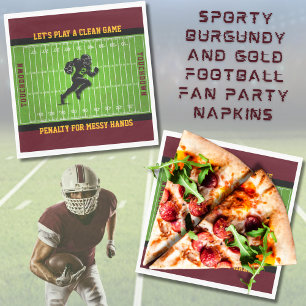 Sporty Burgundy and Gold Football Fan Napkins