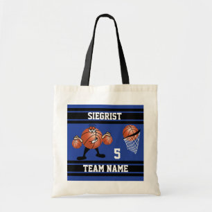 Sporty Cartoon Basketball Character   Dark Blue Tote Bag