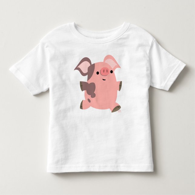 Sporty Cartoon Pig children T-shirt (Front)