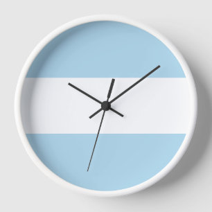 Sporty Chic Light Blue White Wide Nautical Stripes Clock