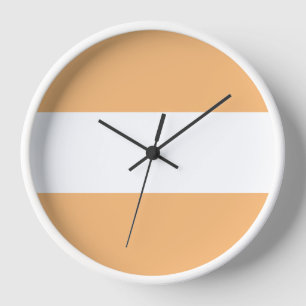 Sporty Chic Light Peach Orange White Wide Stripes  Clock
