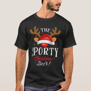 Sporty Christmas Deer PJS Xmas Family Matching T-Shirt