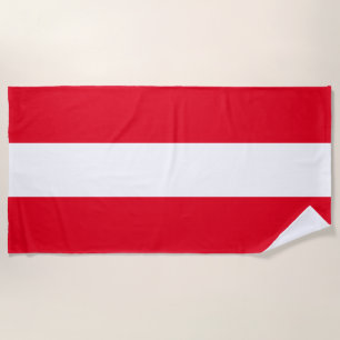 Sporty Colourful Bright Red White Nautical Stripes Beach Towel