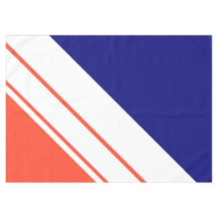 Sporty Colourful Orange Navy Diagonal Party Stripe Tablecloth