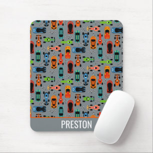 Sporty Colourful Racing Cars Kids Personalised Mouse Pad