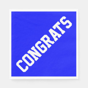 Sporty CONGRATS Text On Bright Royal Blue  Napkin
