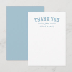 Sporty cute light blue personalised baby shower thank you card