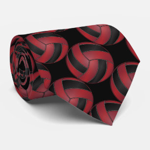 Sporty Dark Red and Black Volleyball Tie