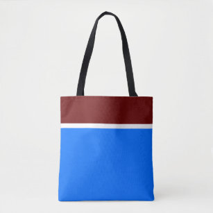 Sporty Dark Red White Top Stripes On Bright Blue Tote Bag