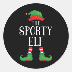 Sporty Elf Matching Group Xmas Funny Family Christ Classic Round Sticker