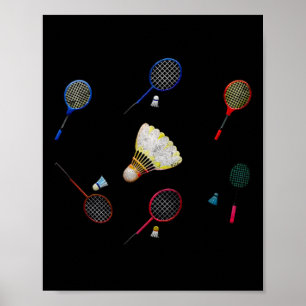 Sporty Family Matching Badminton Shuttle Sports Pl Poster