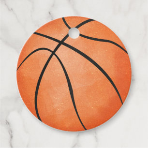 Sporty Finishing Touch Round Orange Basketball  Favour Tags