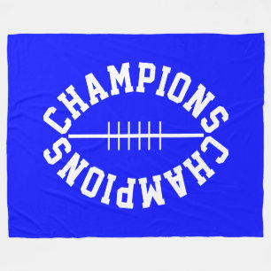 Sporty Football Shape YOUR TEAM Text On Royal Blue Fleece Blanket