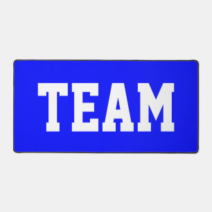 Sporty Fun Big Bold TEAM White Text On Royal Blue Desk Mat