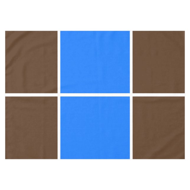 Sporty Fun Bright Blue Brown Windowpane Stripes Tablecloth (Front (Horizontal))