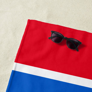 Sporty Fun Bright Blue Red White Patriotic Stripes Beach Towel