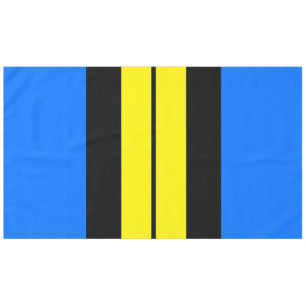 Sporty Fun Bright Blue Yellow Black Racing Stripes Tablecloth