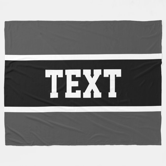 Sporty Fun Dark Grey Black Centre White Stripes Fleece Blanket (Front (Horizontal))