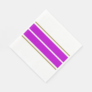 Sporty Fun Fuchsia Pink Racing Stripes On White Napkin