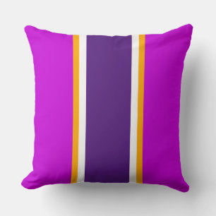 Sporty Fun Purple Pink Orange White Racing Stripes Cushion
