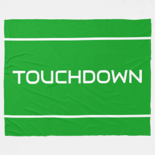 Sporty Fun TOUCHDOWN Text Stripes On Bright Green Fleece Blanket