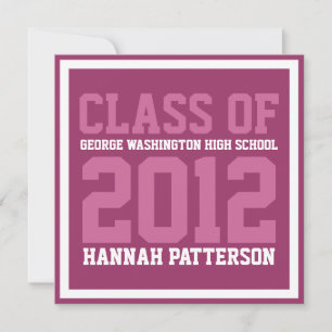 Sporty Girl Jersey Uniform Berry Graduation Party Invitation