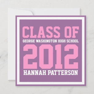 Sporty Girl Jersey Uniform Purple Graduation Party Invitation