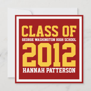 Sporty Girl Jersey Uniform Red Graduation Party Invitation