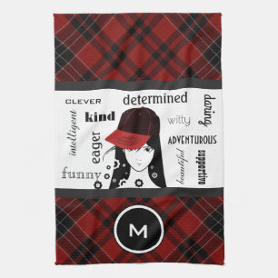 Sporty & Girly Cool Red Plaid Sports/Gym Towel
