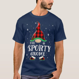 Sporty Gnome Buffalo Plaid Matching Family Christm T-Shirt