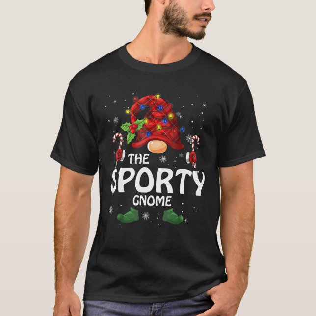 Sporty Gnome Matching Family Group Christmas Party T-Shirt (Front)