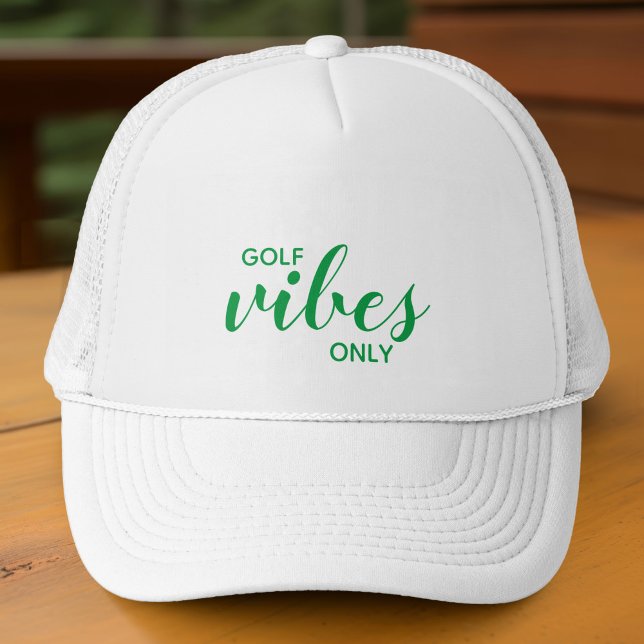 Sporty Golfer Green Golf Vibes Only Golfing Quote Trucker Hat (Creator Uploaded)