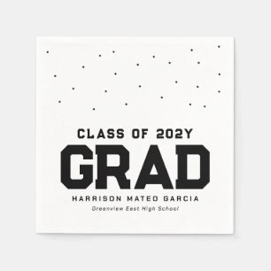 Sporty grad athlete black personalised graduation napkin