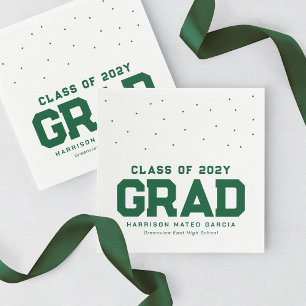 Sporty grad athlete green personalised graduation napkin