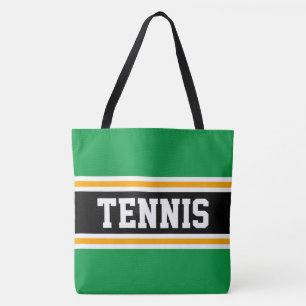 Sporty Green Black Orange TENNIS Racing Stripes Tote Bag