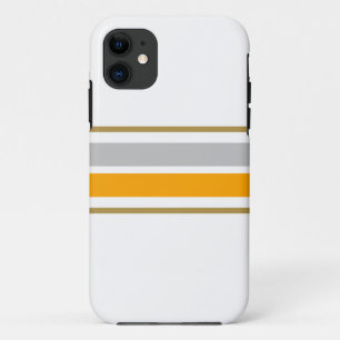 Sporty Grey Orange Centre Racing Stripes On White iPhone 11 Case