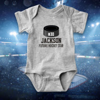Sporty Hockey Puck Custom Baby Name, Number, Team