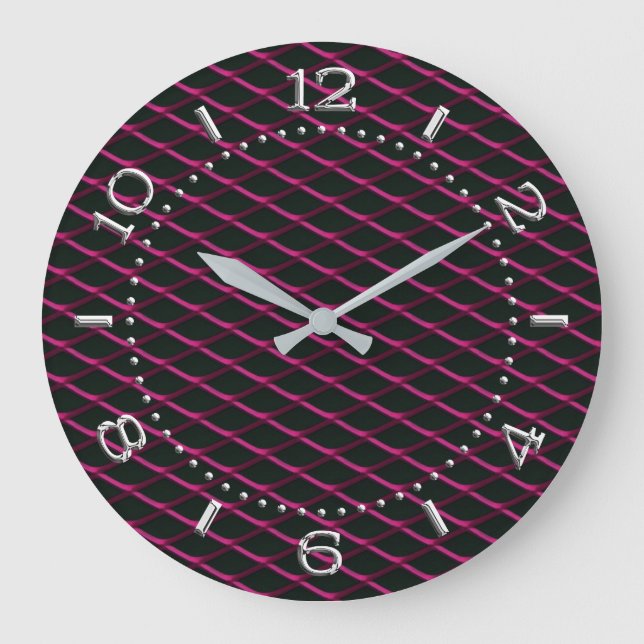 Sporty Industrial Automotive Textures Pink on a Large Clock (Front)