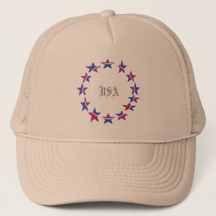 Sporty Khaki Patriotic Trucker Hat