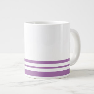 Sporty Lavender White Bold Bottom Racing Stripes Large Coffee Mug
