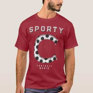 Sporty Letter C Football Typography Editable Text T-Shirt