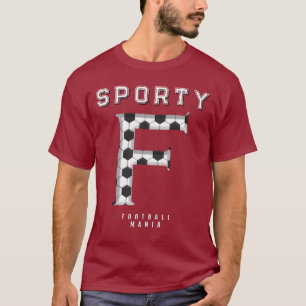 Sporty Letter F Football Typography Editable Text T-Shirt