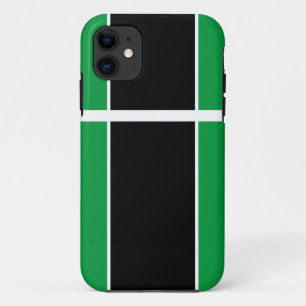 Sporty Modern Black Green White Racing Stripes iPhone 11 Case