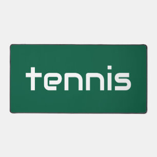 Sporty Modern Deep Green Sleek White TENNIS Text Desk Mat