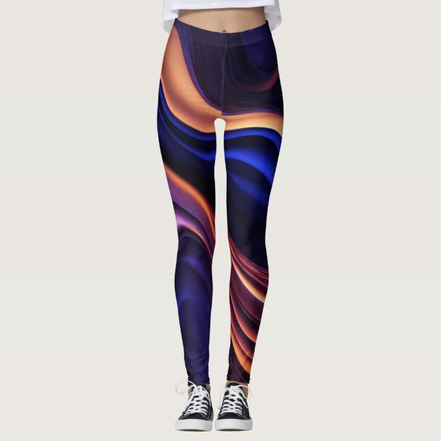 Sporty Multicolor Pattern Design  Leggings (Front)