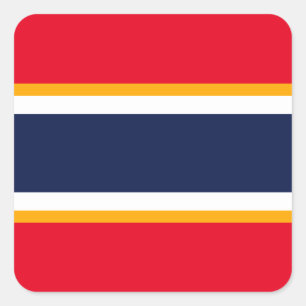 Sporty Navy Blue White Bright Red Racing Stripes Square Sticker