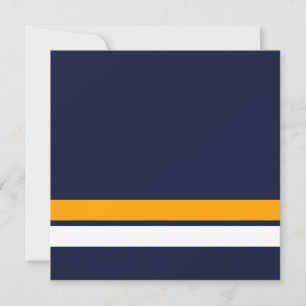 Sporty Navy Blue Yellow White Edge Racing Stripes